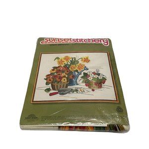 NEW VTG  1978 sunset stitchery Spring gardening gardener flower embroidery Craft